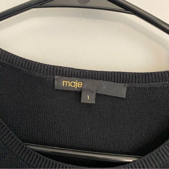 MAJE Madeline Cold-shoulder Sweater In Black - Picture 5 of 6